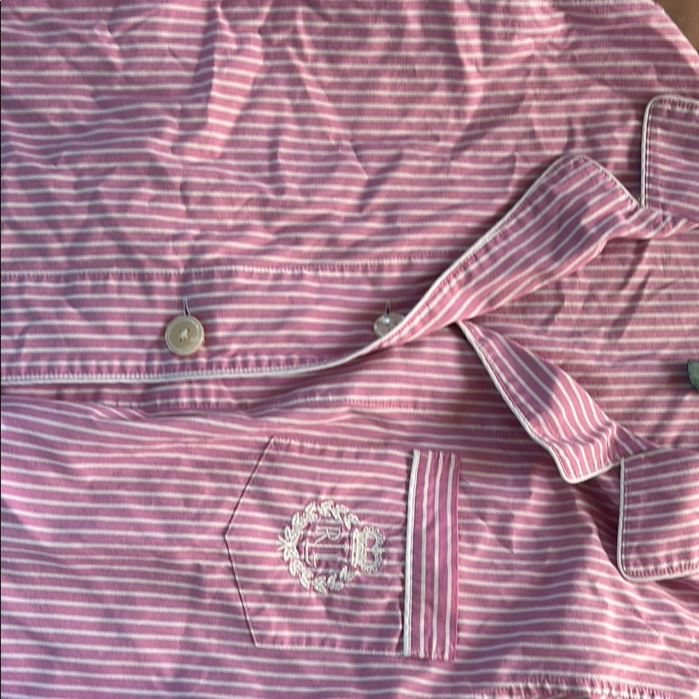 Ralph Lauren Double RL Pink Striped Pajama Top